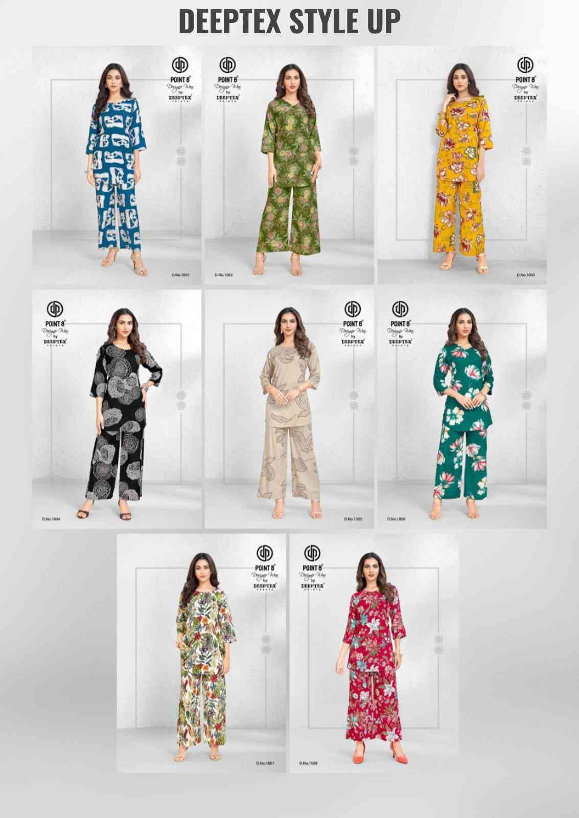 Style Up By Deeptex Prints 1001 To 1008 Series Designer Stylish Fancy Colorful Beautiful Party Wear & Ethnic Wear Collection Rayon Print Co-Ord At Wholesale Price
