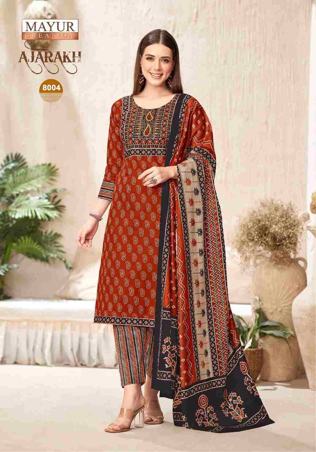 Ajarakh Vol-8 By Mayur Creation 8001 To 8010 Series Beautiful Festive Suits Stylish Fancy Colorful Casual Wear & Ethnic Wear Heavy Cotton Print Dresses At Wholesale Price