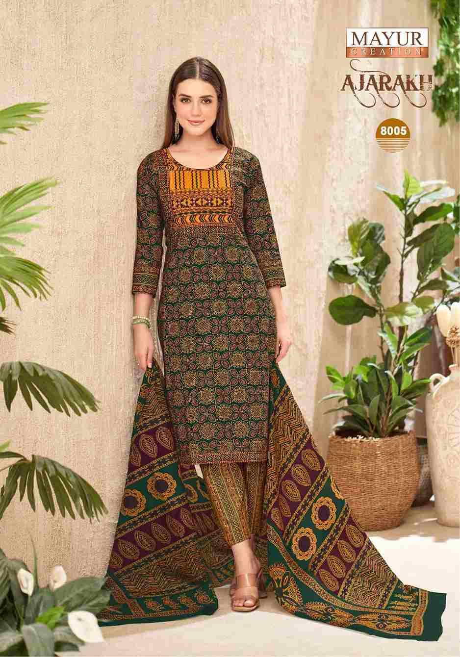 Ajarakh Vol-8 By Mayur Creation 8001 To 8010 Series Beautiful Festive Suits Stylish Fancy Colorful Casual Wear & Ethnic Wear Heavy Cotton Print Dresses At Wholesale Price