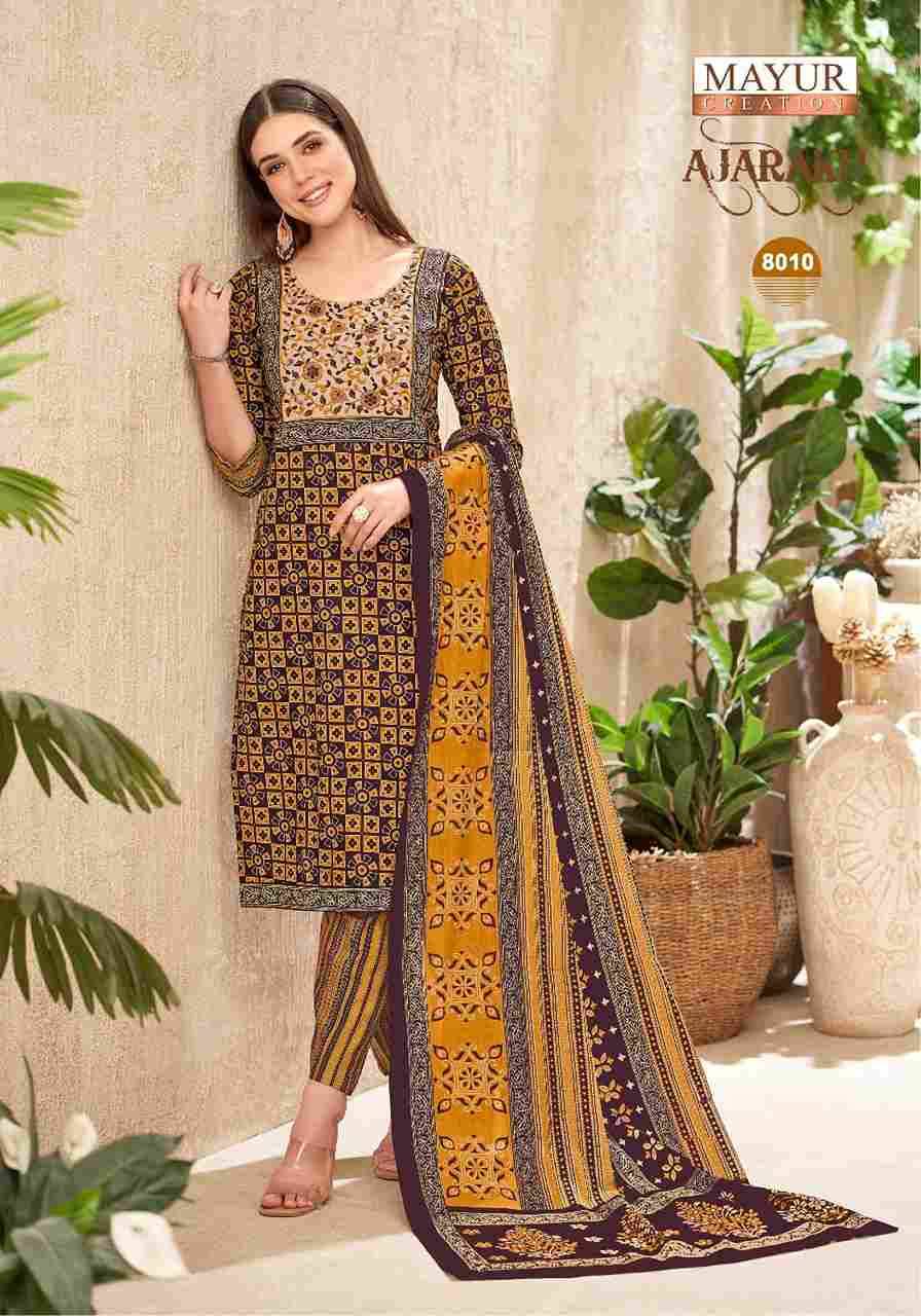 Ajarakh Vol-8 By Mayur Creation 8001 To 8010 Series Beautiful Festive Suits Stylish Fancy Colorful Casual Wear & Ethnic Wear Heavy Cotton Print Dresses At Wholesale Price