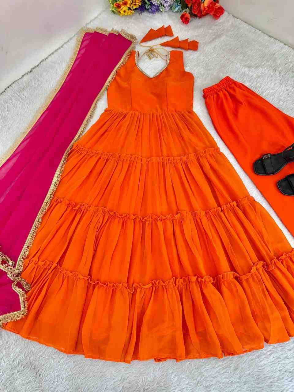 Mb-489 By Fashid Wholesale Beautiful Fancy Colorful Stylish Party Wear & Occasional Wear Heavy Chiffon Georgette Dresses At Wholesale Price