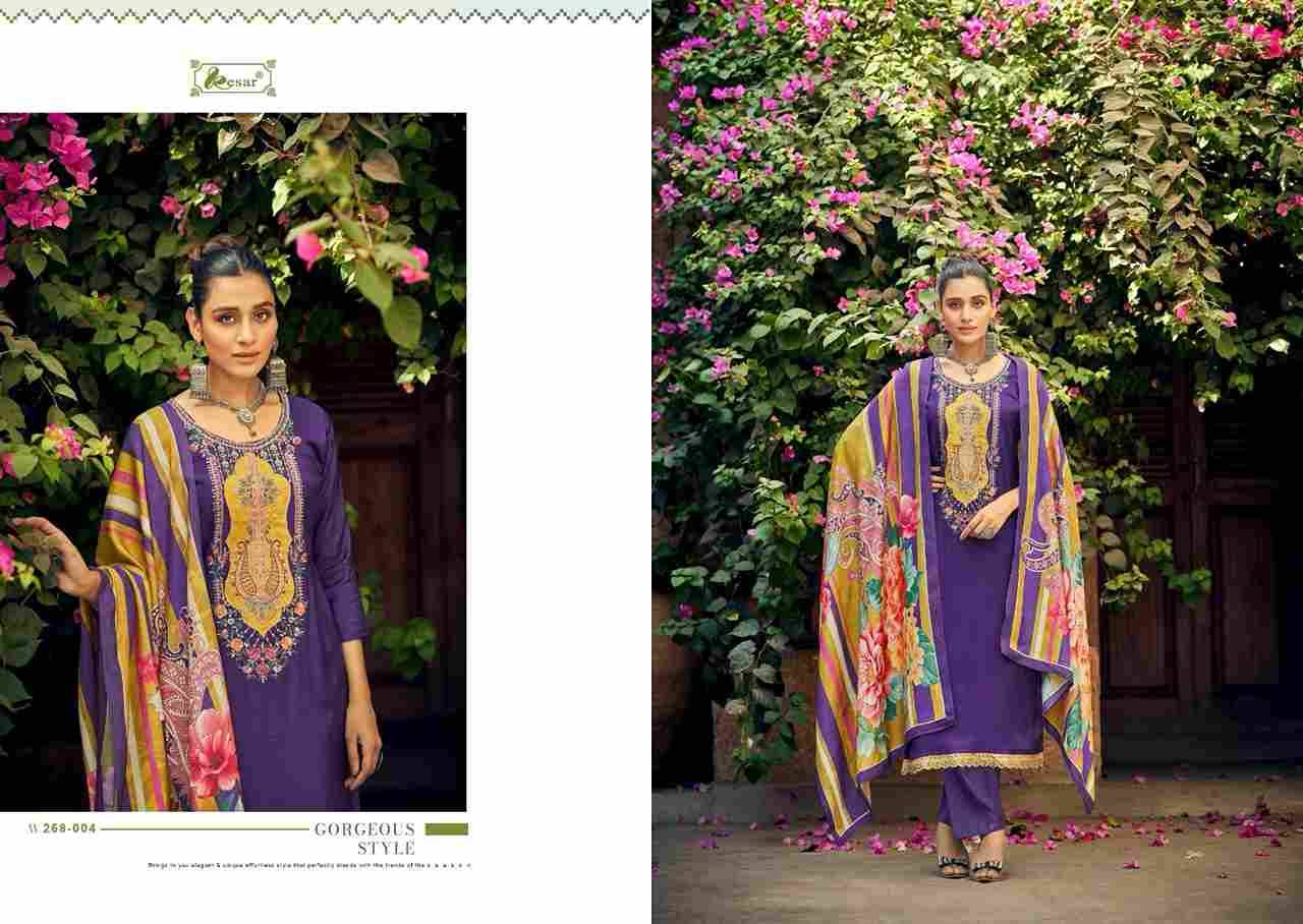 The Eknoor Choice By Kesar 268-001 To 268-004 Series Beautiful Festive Suits Colorful Stylish Fancy Casual Wear & Ethnic Wear Viscose Muslin Dresses At Wholesale Price