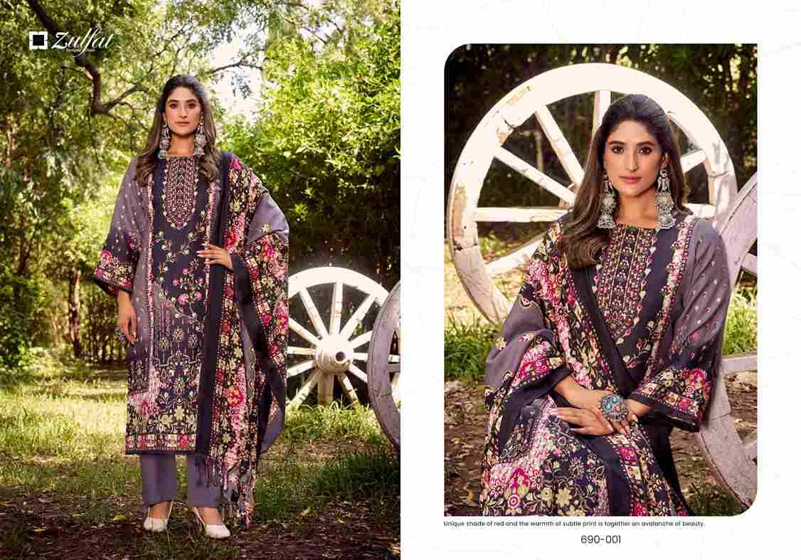 Farmaish By Zulfat 690-001 To 690-006 Series Beautiful Festive Suits Stylish Fancy Colorful Casual Wear & Ethnic Wear Pure Pashmina Print Dresses At Wholesale Price