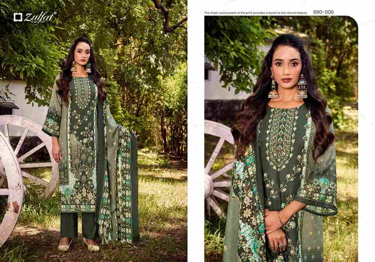 Farmaish By Zulfat 690-001 To 690-006 Series Beautiful Festive Suits Stylish Fancy Colorful Casual Wear & Ethnic Wear Pure Pashmina Print Dresses At Wholesale Price