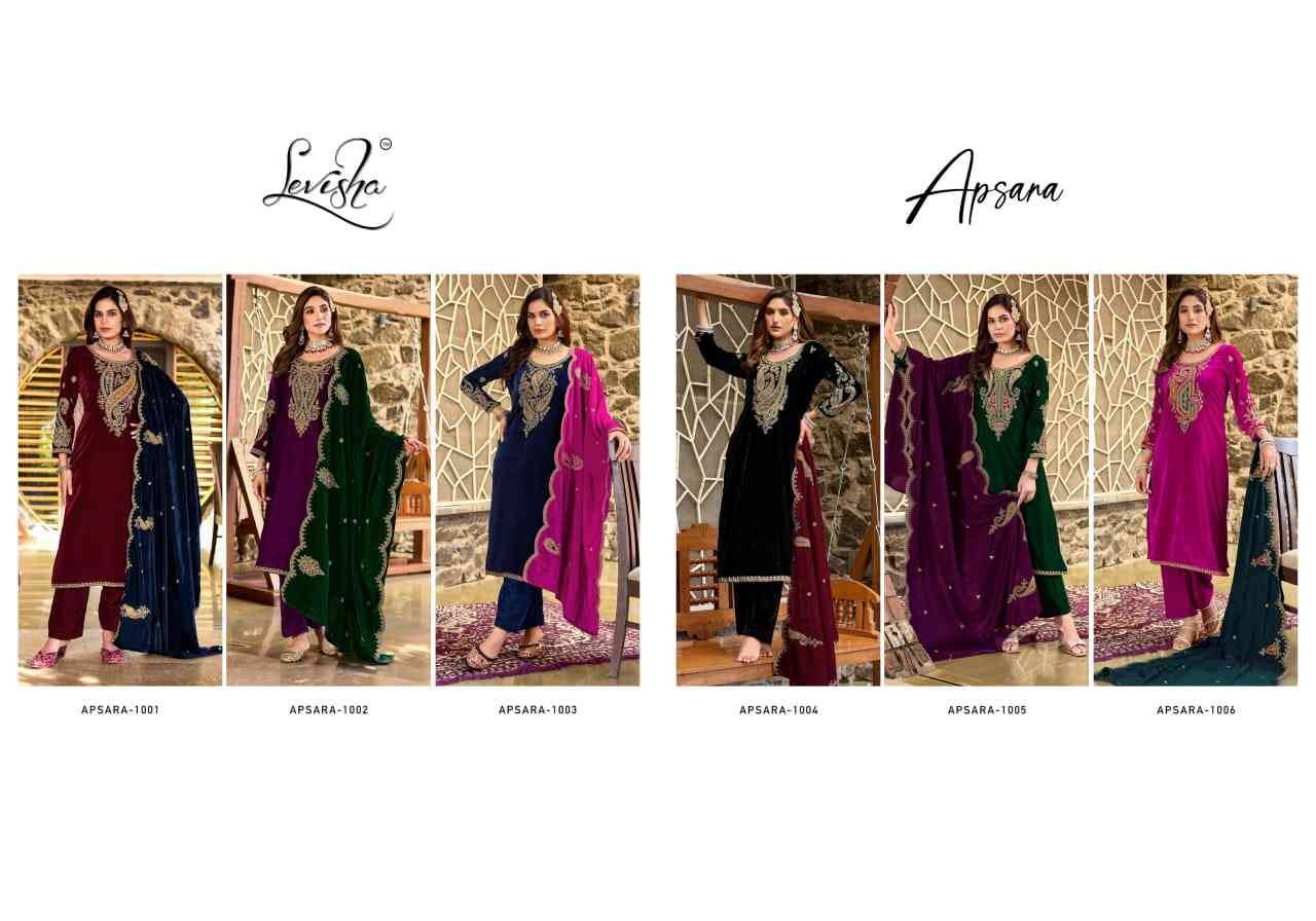Apsara By Levisha 1001 To 1006 Series Festive Suits Beautiful Fancy Colorful Stylish Party Wear & Occasional Wear Pure Velvet Dresses At Wholesale Price