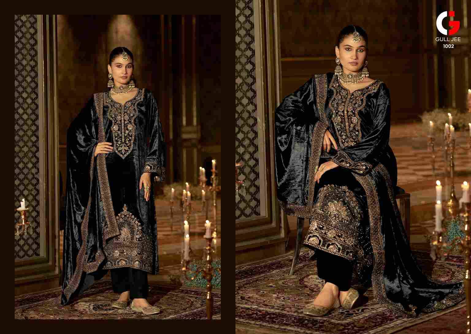 Qurb By Gull Jee 1001 To 1006 Series Beautiful Festive Suits Colorful Stylish Fancy Casual Wear & Ethnic Wear Pure Velvet Embroidered Dresses At Wholesale Price