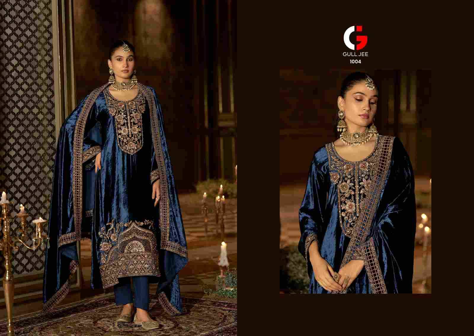 Qurb By Gull Jee 1001 To 1006 Series Beautiful Festive Suits Colorful Stylish Fancy Casual Wear & Ethnic Wear Pure Velvet Embroidered Dresses At Wholesale Price