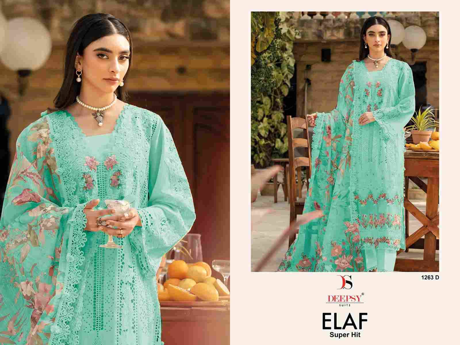 Elaf 1263 Colours By Deepsy Suits 1263-A To 1263-D Series Designer Pakistani Suits Beautiful Fancy Stylish Colorful Party Wear & Occasional Wear Pure Cotton Dresses At Wholesale Price