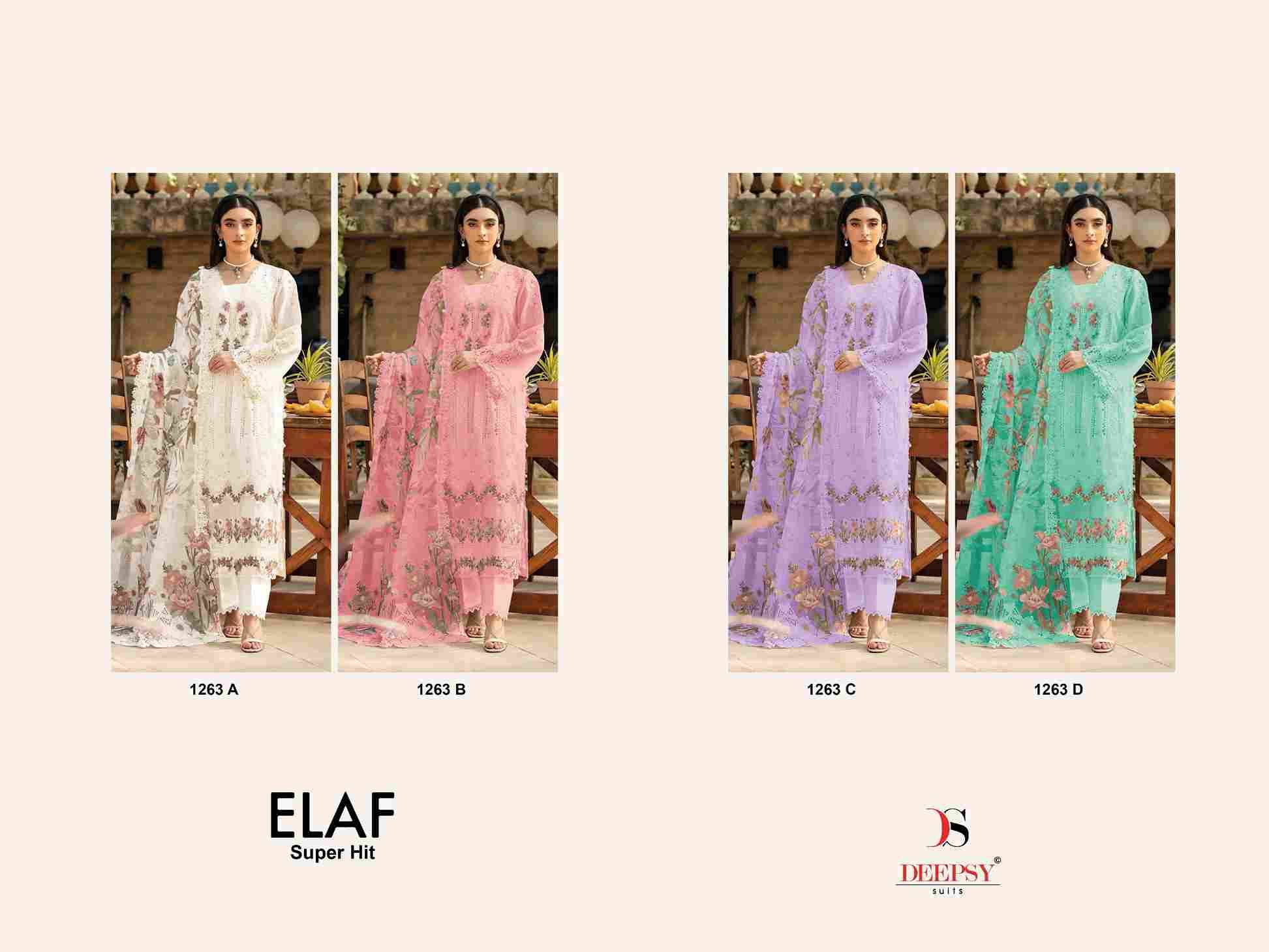 Elaf 1263 Colours By Deepsy Suits 1263-A To 1263-D Series Designer Pakistani Suits Beautiful Fancy Stylish Colorful Party Wear & Occasional Wear Pure Cotton Dresses At Wholesale Price