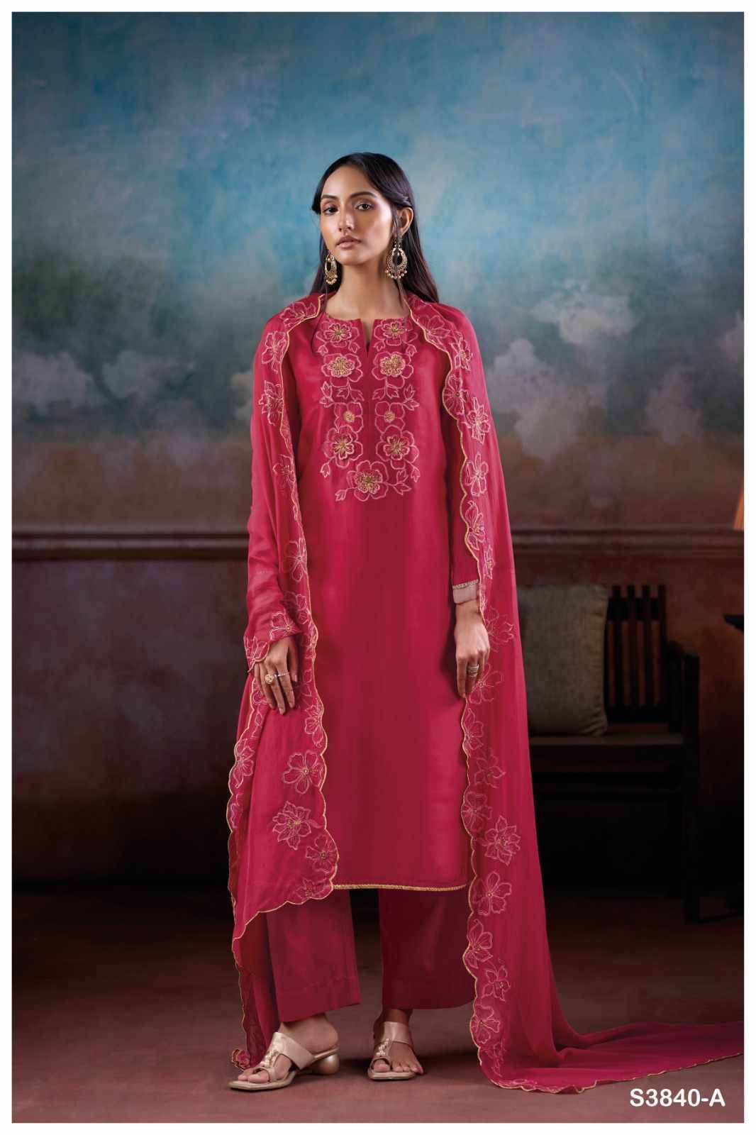 Jaelina-3840 By Ganga Fashion 3840-A To 3840-B Series Beautiful Festive Suits Stylish Colorful Fancy Casual Wear & Ethnic Wear Premium Bemberg Silk Satin Print Dresses At Wholesale Price