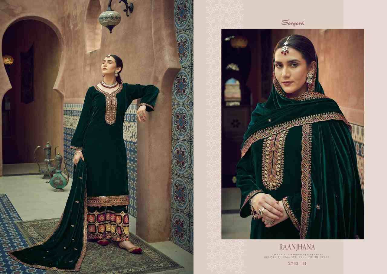 Raanjhna By Sargam Prints 2742-A To 2742-D Series Beautiful Festive Suits Stylish Fancy Colorful Casual Wear & Ethnic Wear Pure Velvet Dresses At Wholesale Price