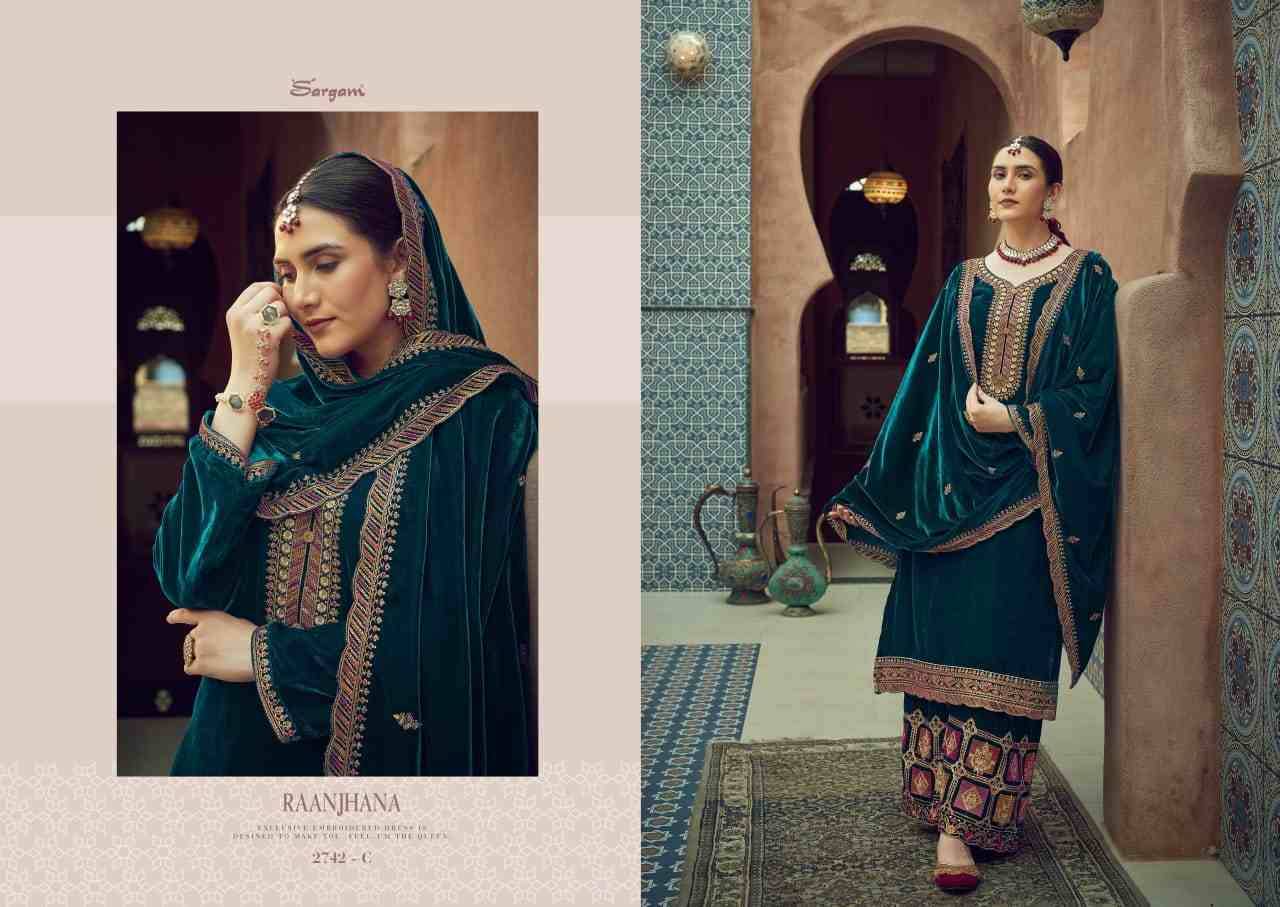 Raanjhna By Sargam Prints 2742-A To 2742-D Series Beautiful Festive Suits Stylish Fancy Colorful Casual Wear & Ethnic Wear Pure Velvet Dresses At Wholesale Price