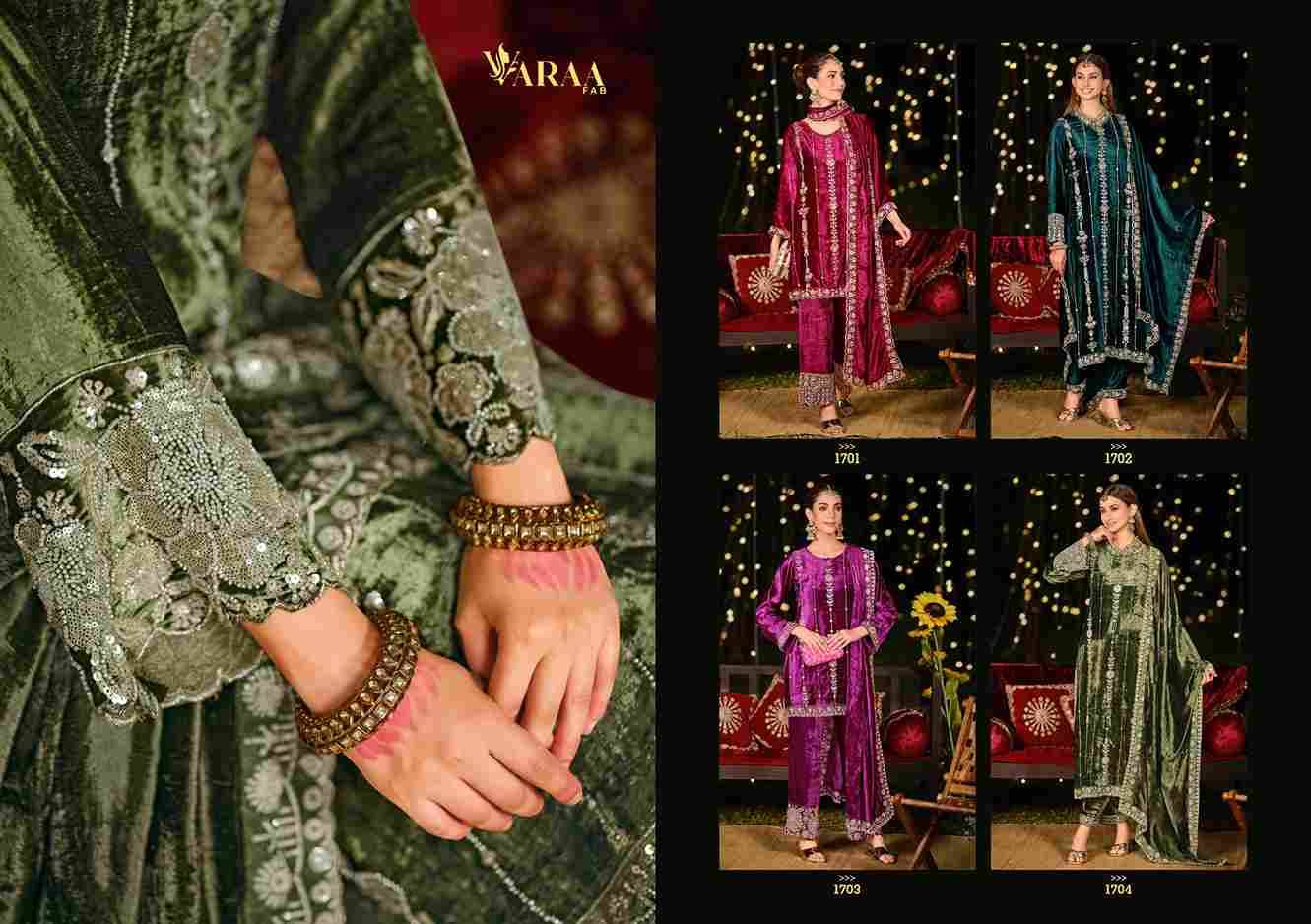 Gulbano Vol-1 By Varaa Fab 1701 To 1704 Series Beautiful Festive Suits Stylish Fancy Colorful Casual Wear & Ethnic Wear Pure Viscose Velvet Dresses At Wholesale Price
