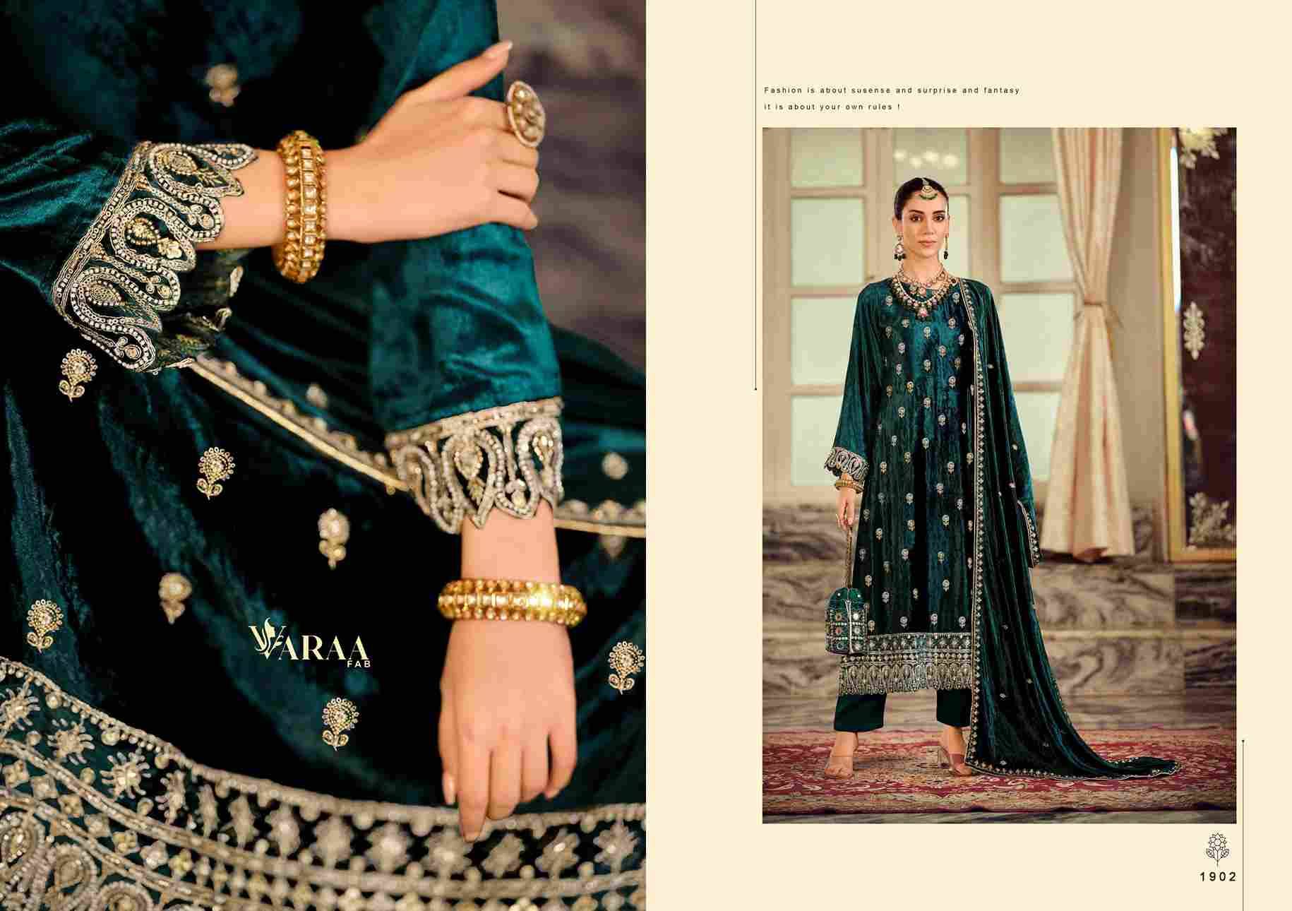 Gull Aahmed Vol-3 By Varaa Fab 1901 To 1904 Series Beautiful Festive Suits Stylish Fancy Colorful Casual Wear & Ethnic Wear Pure Viscose Velvet Dresses At Wholesale Price