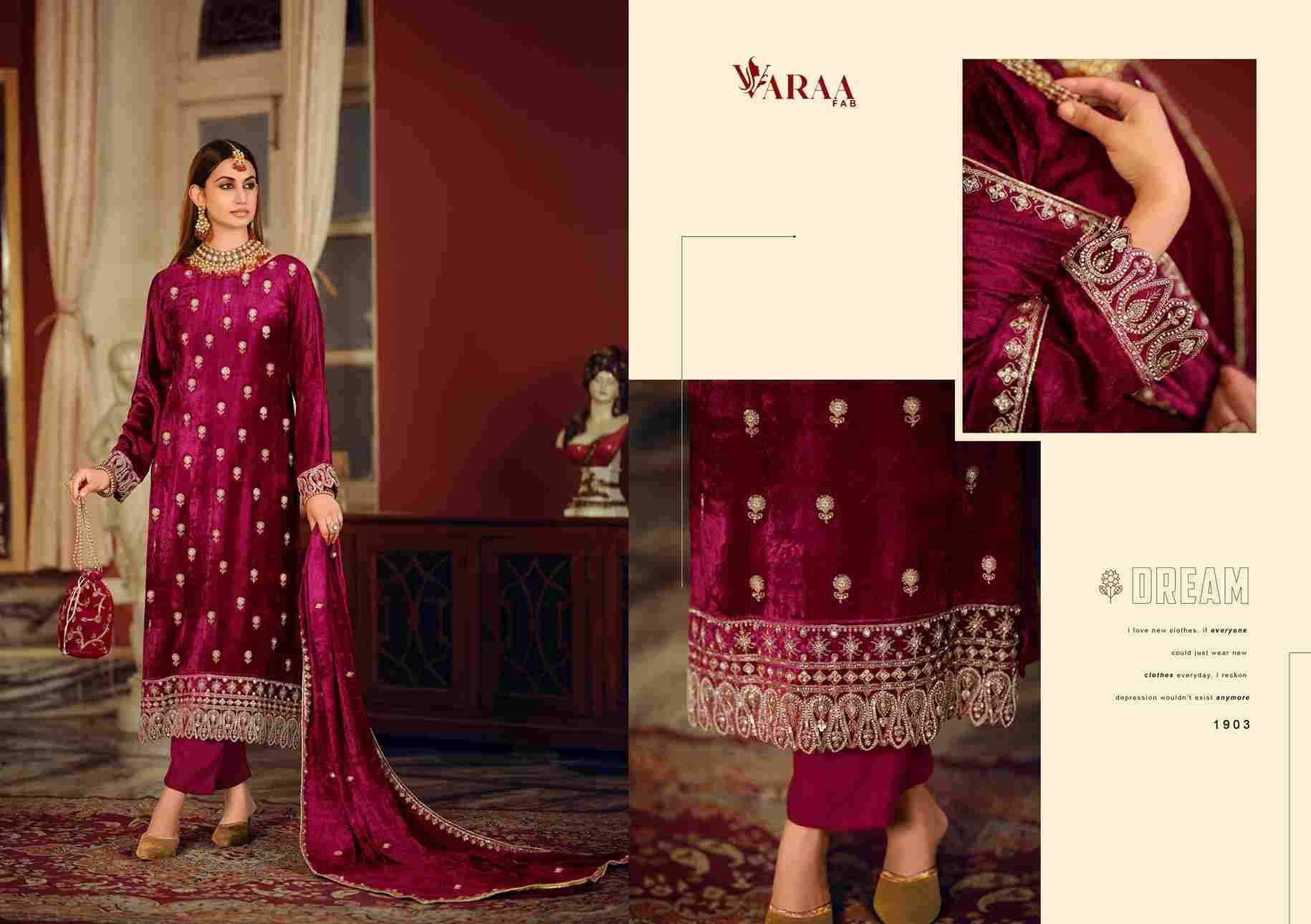Gull Aahmed Vol-3 By Varaa Fab 1901 To 1904 Series Beautiful Festive Suits Stylish Fancy Colorful Casual Wear & Ethnic Wear Pure Viscose Velvet Dresses At Wholesale Price