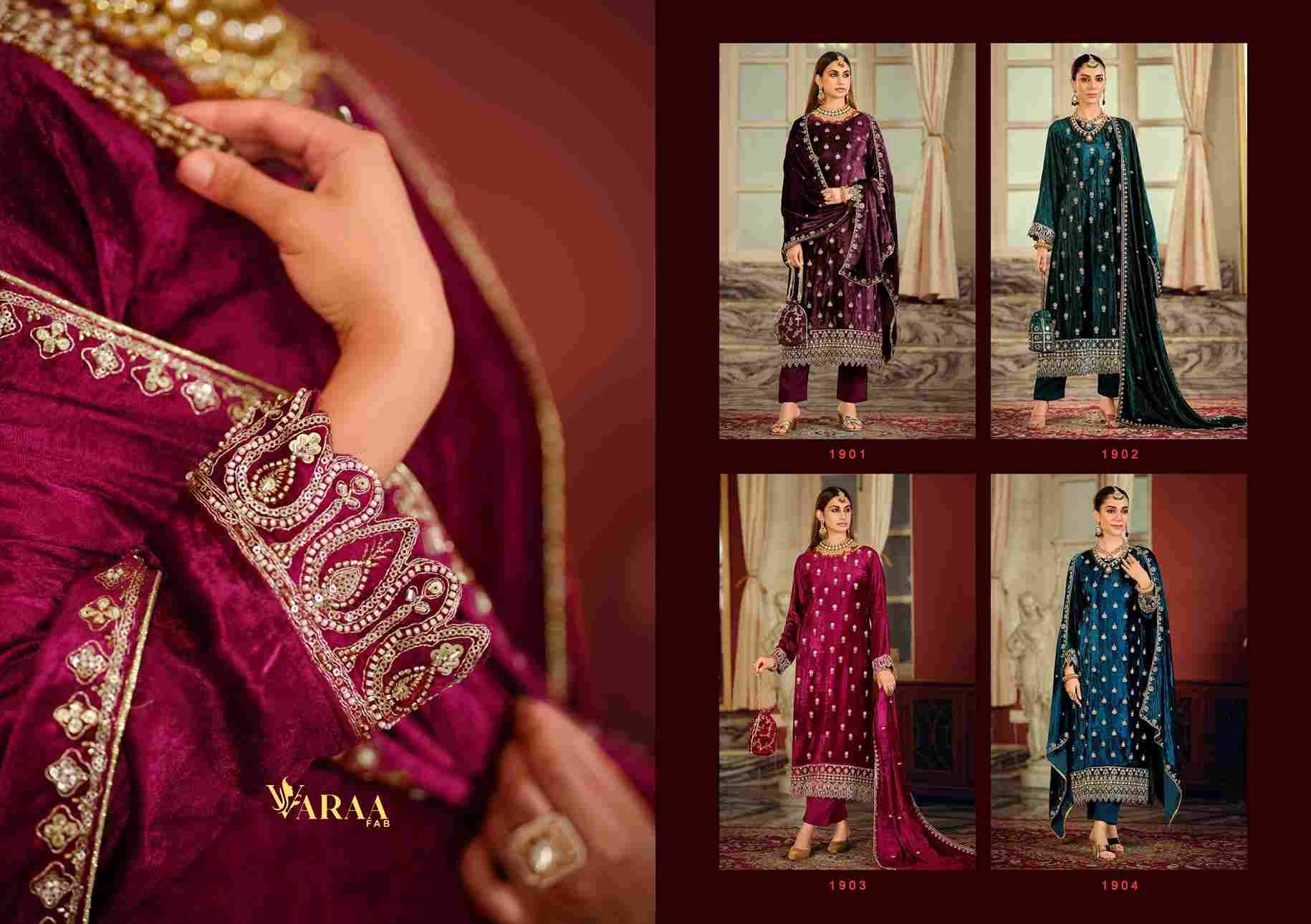 Gull Aahmed Vol-3 By Varaa Fab 1901 To 1904 Series Beautiful Festive Suits Stylish Fancy Colorful Casual Wear & Ethnic Wear Pure Viscose Velvet Dresses At Wholesale Price