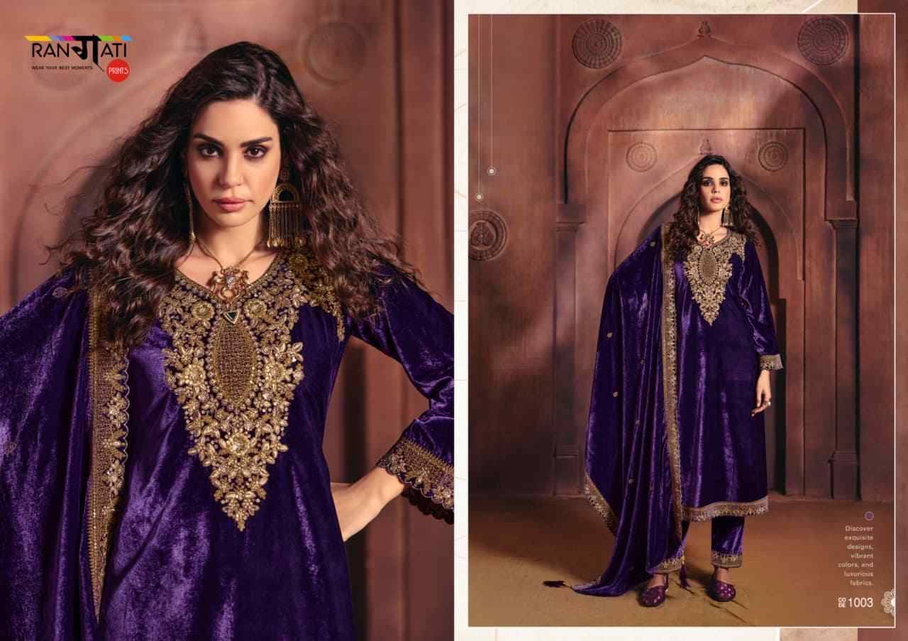 Naila By Rangati 1001 To 1004 Series Designer Festive Suits Beautiful Fancy Colorful Stylish Party Wear & Occasional Wear Silk Velvet Dresses At Wholesale Price