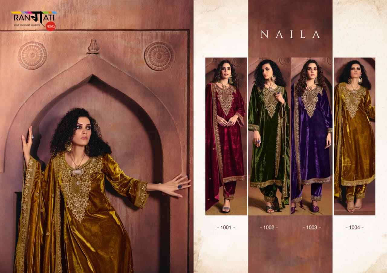 Naila By Rangati 1001 To 1004 Series Designer Festive Suits Beautiful Fancy Colorful Stylish Party Wear & Occasional Wear Silk Velvet Dresses At Wholesale Price
