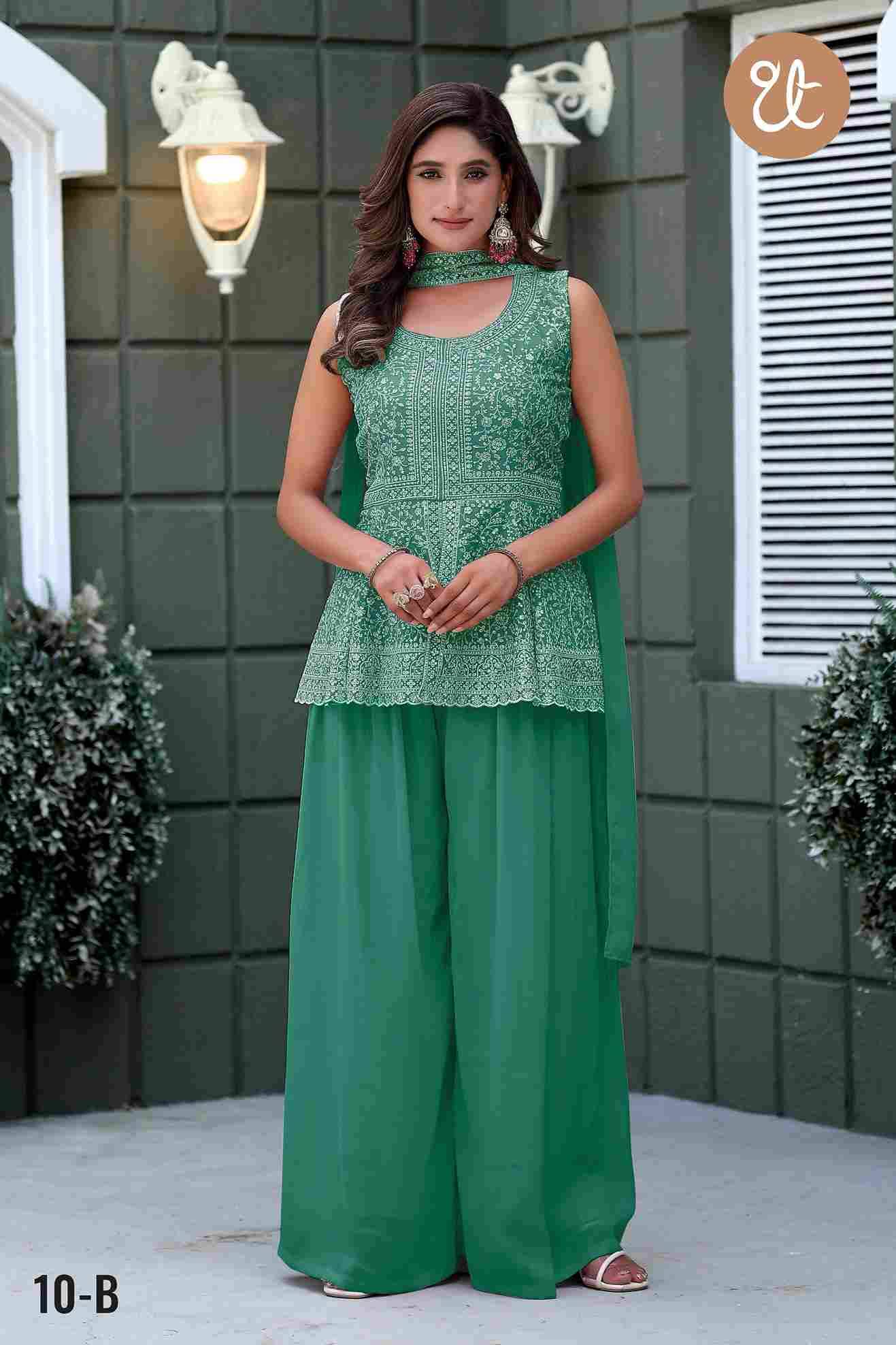 Thread Thrill 010 Colours By Thread Thrill 010-A To 010-D Series Beautiful Sharara Suits Colorful Stylish Fancy Casual Wear & Ethnic Wear Heavy Georgette Embroidered Dresses At Wholesale Price