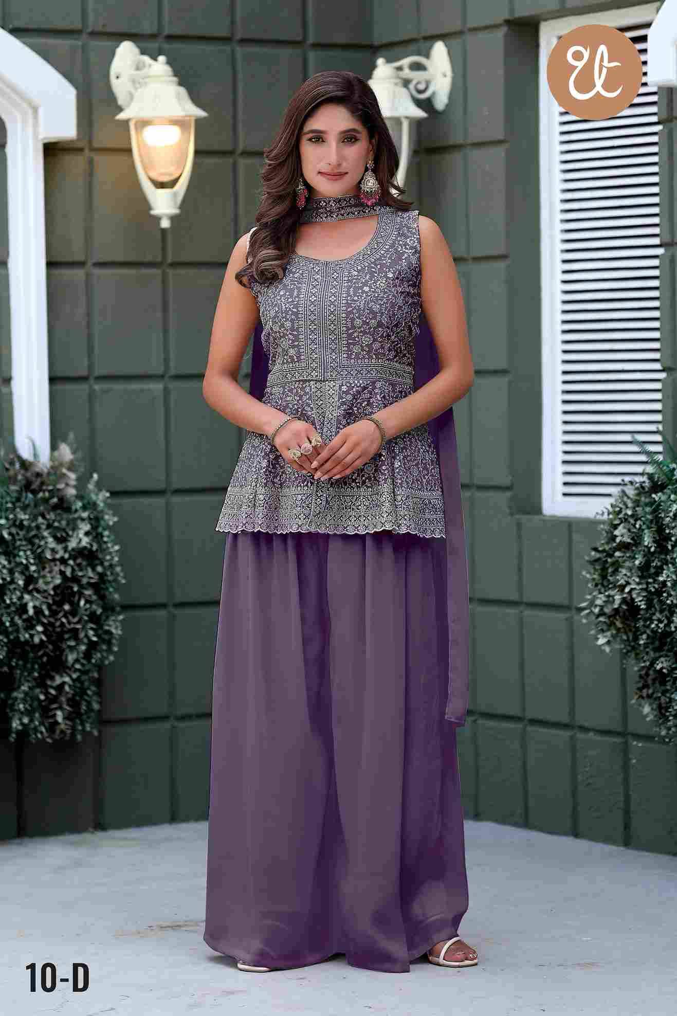 Thread Thrill 010 Colours By Thread Thrill 010-A To 010-D Series Beautiful Sharara Suits Colorful Stylish Fancy Casual Wear & Ethnic Wear Heavy Georgette Embroidered Dresses At Wholesale Price