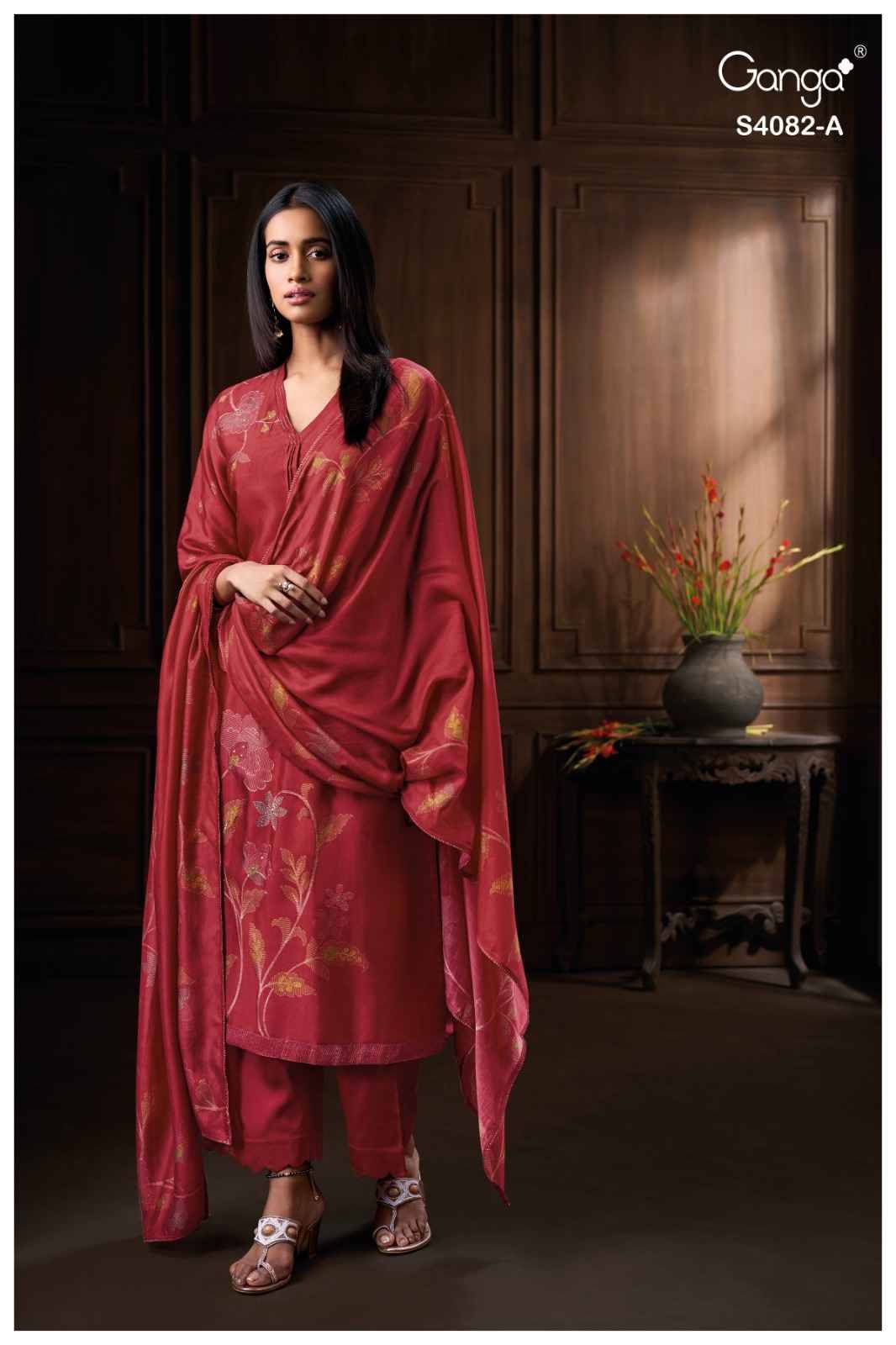 Firanya-4082 By Ganga Fashion 4082-A To 4082-D Series Beautiful Festive Suits Stylish Colorful Fancy Casual Wear & Ethnic Wear Premium Bemberg Silk Print Dresses At Wholesale Price