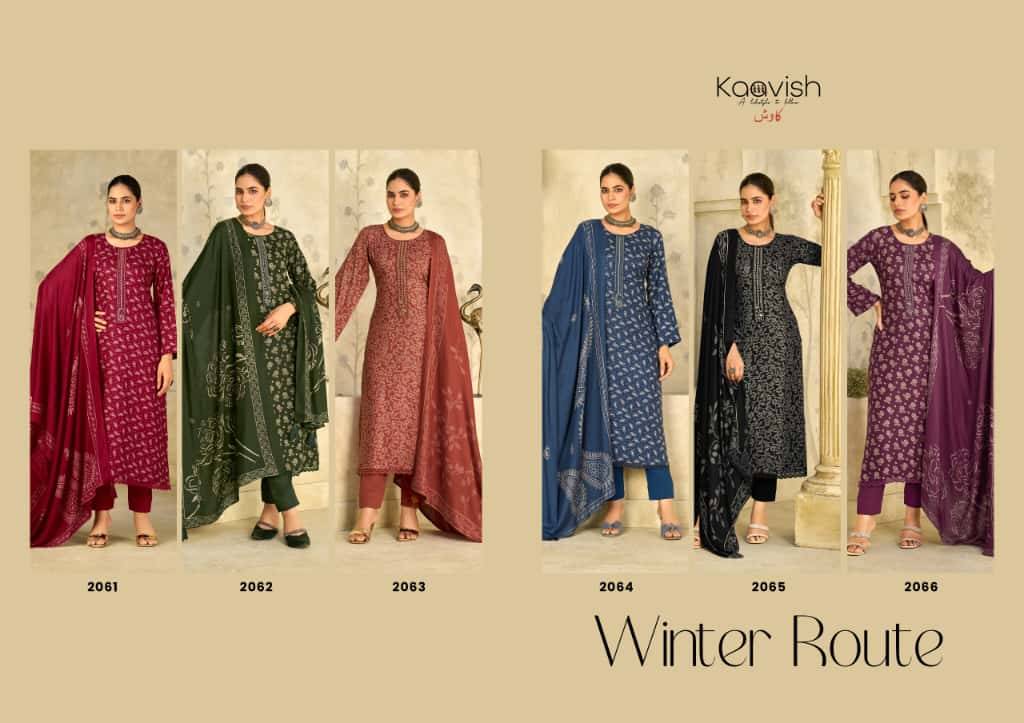 Winter Route By Kaavish 2061 To 2066 Series Beautiful Festive Suits Colorful Stylish Fancy Casual Wear & Ethnic Wear Pure Viscose Pashmina Dresses At Wholesale Price