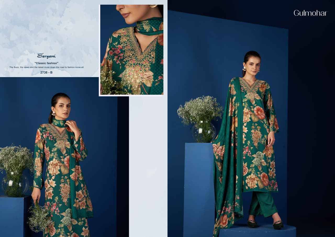 Gulmohar By Sargam Prints 2738-A To 2738-D Series Beautiful Festive Suits Stylish Fancy Colorful Casual Wear & Ethnic Wear Pure Viscose Pashmina Dresses At Wholesale Price
