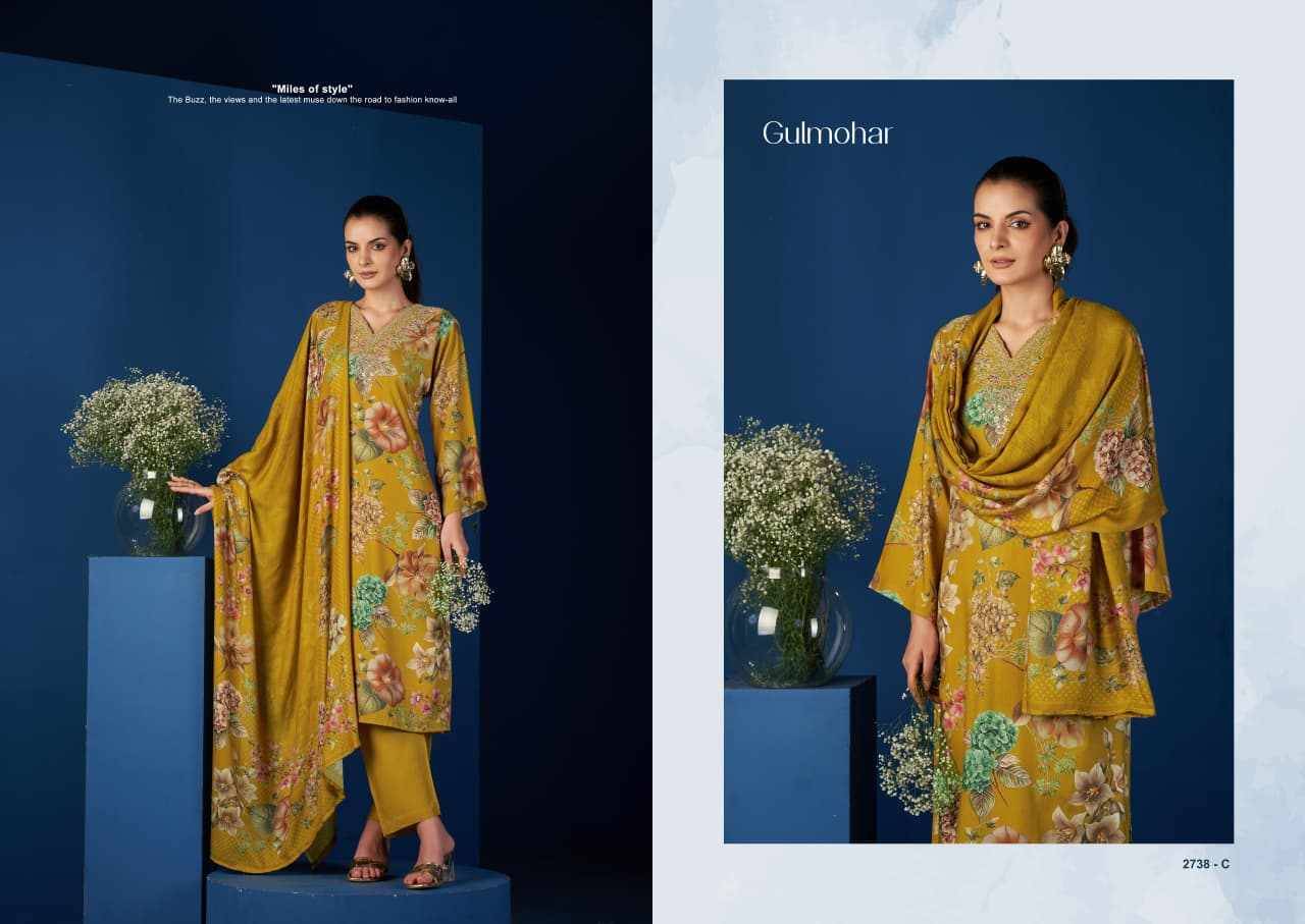 Gulmohar By Sargam Prints 2738-A To 2738-D Series Beautiful Festive Suits Stylish Fancy Colorful Casual Wear & Ethnic Wear Pure Viscose Pashmina Dresses At Wholesale Price