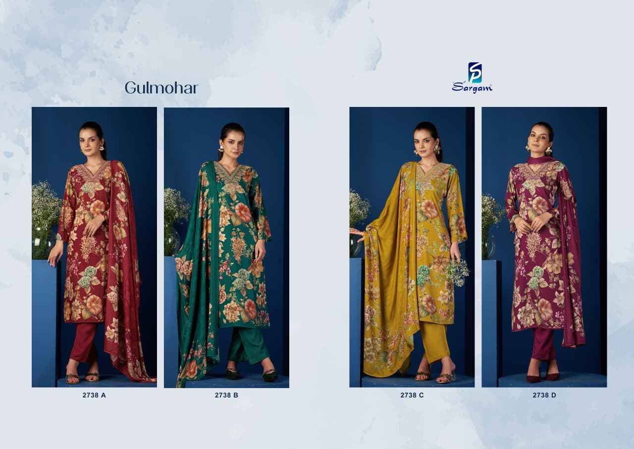 Gulmohar By Sargam Prints 2738-A To 2738-D Series Beautiful Festive Suits Stylish Fancy Colorful Casual Wear & Ethnic Wear Pure Viscose Pashmina Dresses At Wholesale Price