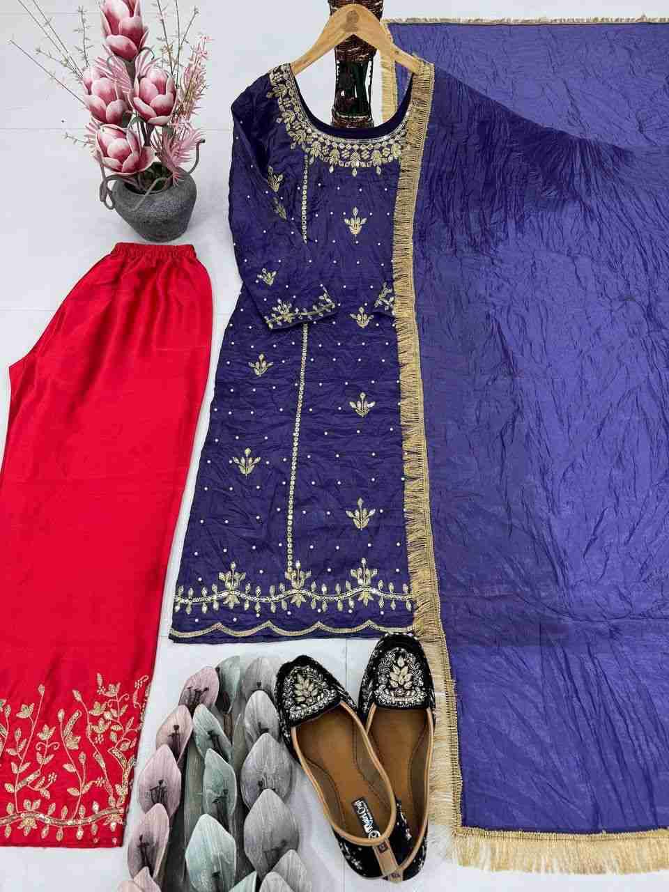 Kp-1695 By Fashid Wholesale Beautiful Stylish Festive Suits Fancy Colorful Casual Wear & Ethnic Wear & Ready To Wear Heavy Gold Crush Silk Dresses At Wholesale Price