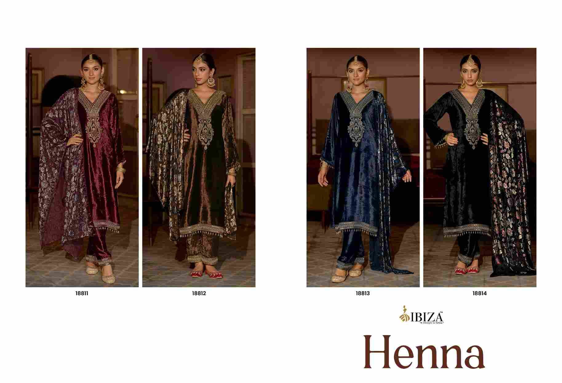 Henna By Ibiza 18811 To 18814 Series Beautiful Festive Suits Colorful Stylish Fancy Casual Wear & Ethnic Wear Pure Viscose Velvet Dresses At Wholesale Price