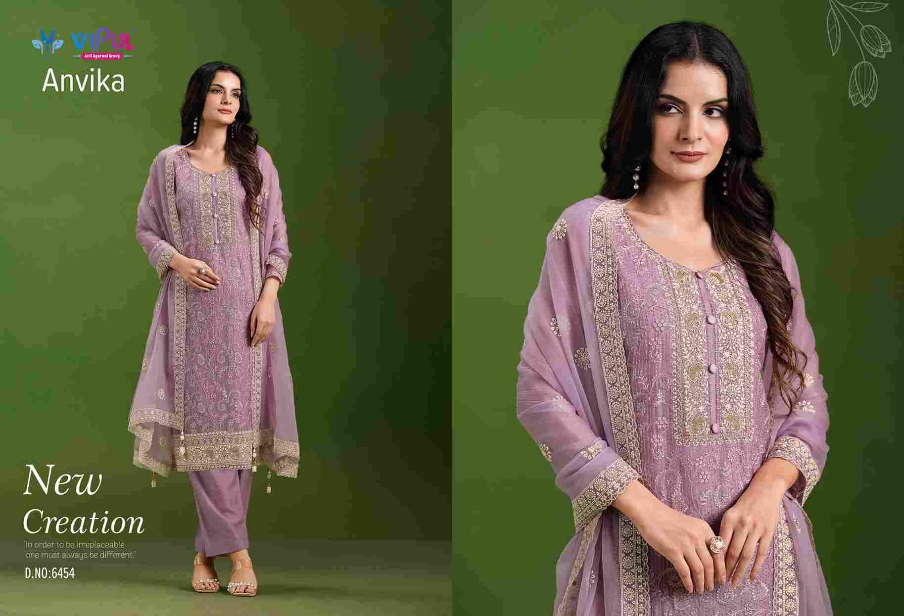 Anvika By Vipul Fashion 6451 To 6456 Series Designer Festive Suits Beautiful Fancy Stylish Colorful Party Wear & Occasional Wear Chiffon With Embroidery Dresses At Wholesale Price