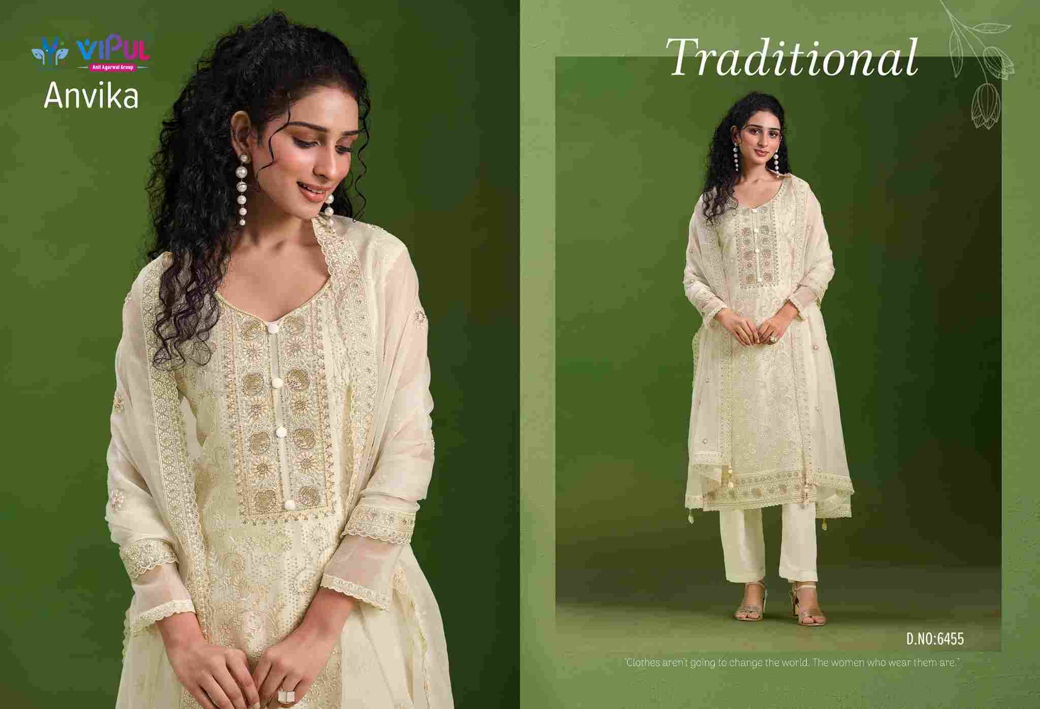 Anvika By Vipul Fashion 6451 To 6456 Series Designer Festive Suits Beautiful Fancy Stylish Colorful Party Wear & Occasional Wear Chiffon With Embroidery Dresses At Wholesale Price
