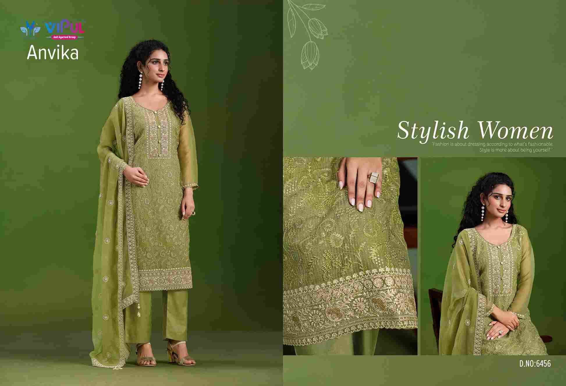 Anvika By Vipul Fashion 6451 To 6456 Series Designer Festive Suits Beautiful Fancy Stylish Colorful Party Wear & Occasional Wear Chiffon With Embroidery Dresses At Wholesale Price