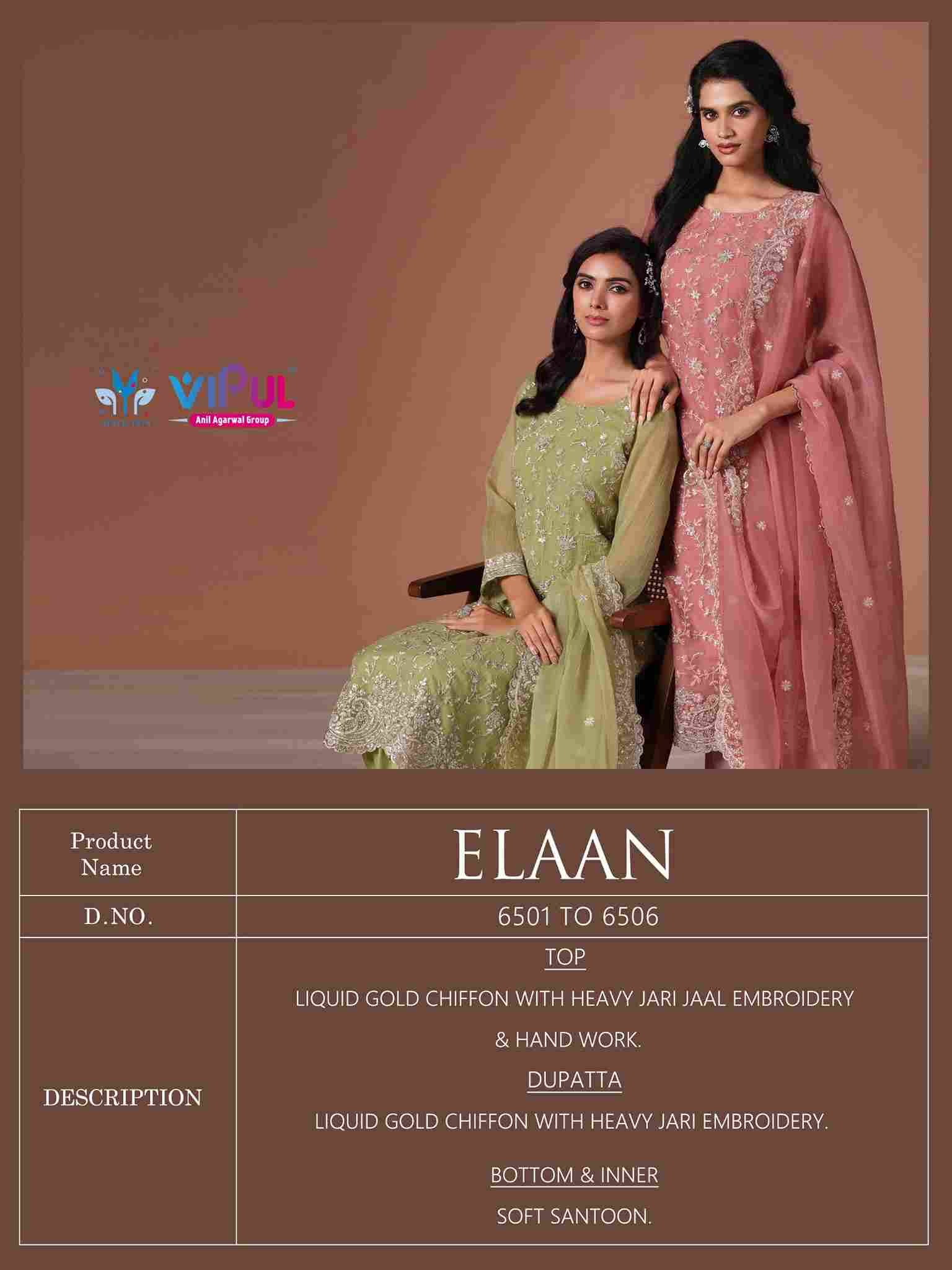Elaan By Vipul Fashion 6401 To 6406 Series Designer Festive Suits Beautiful Fancy Stylish Colorful Party Wear & Occasional Wear Chiffon With Embroidery Dresses At Wholesale Price
