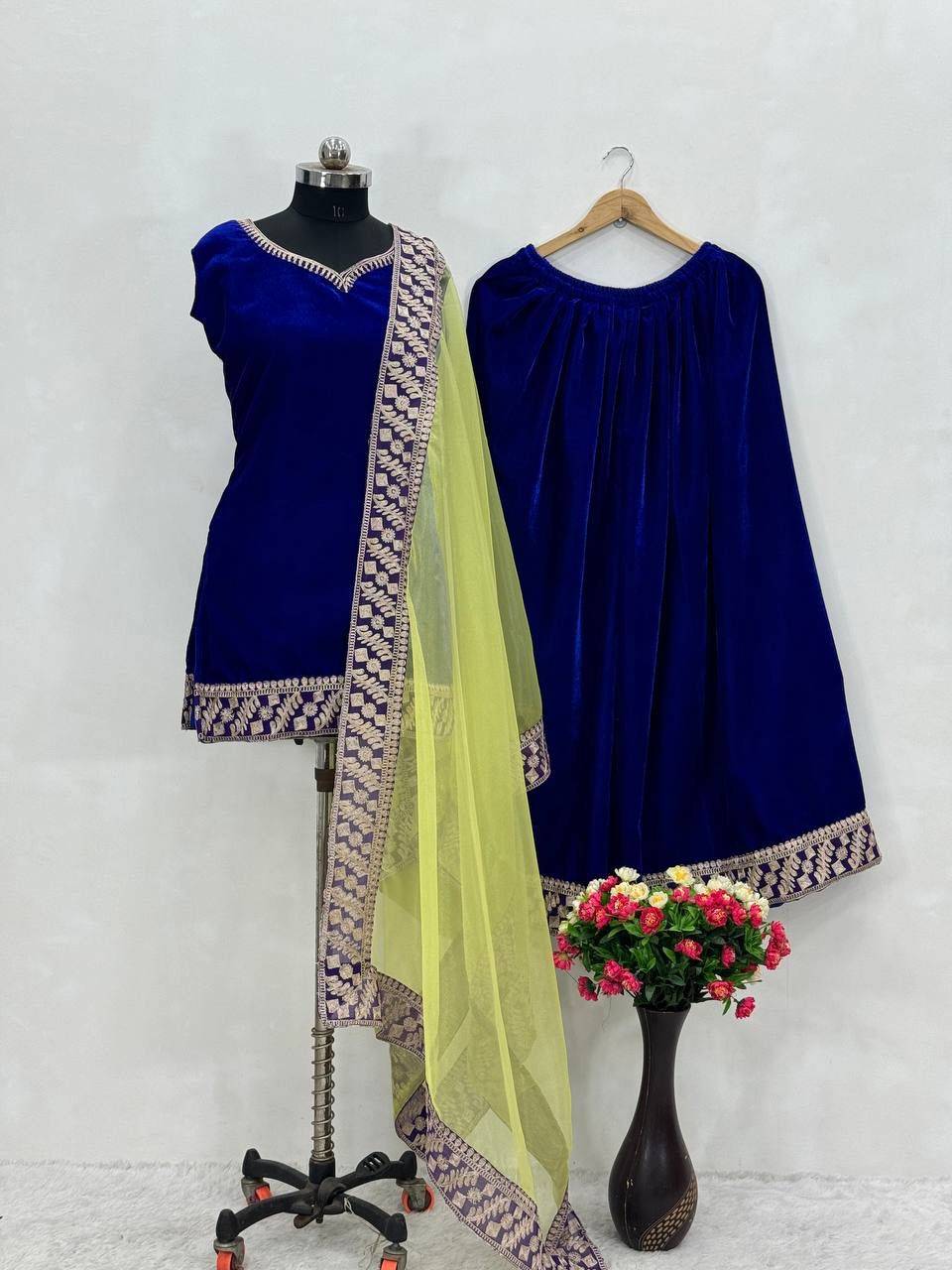 Kp-1658 By Fashid Wholesale Beautiful Sharara Colorful Fancy Wedding Collection Occasional Wear & Party Wear Heavy Viscose Velvet Dresses At Wholesale Price