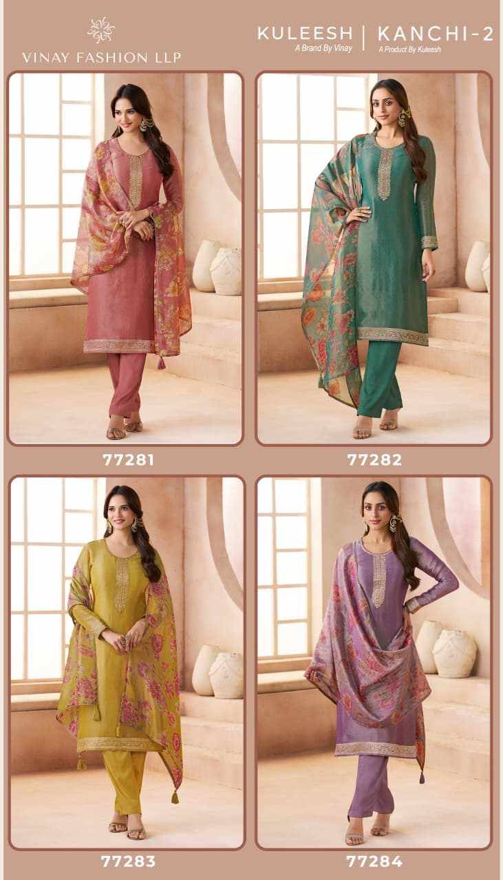 Kanchi Vol-2 By Kuleesh 77281 To 77284 Series Designer Festive Suits Collection Beautiful Stylish Fancy Colorful Party Wear & Occasional Wear Silk Dresses At Wholesale Price
