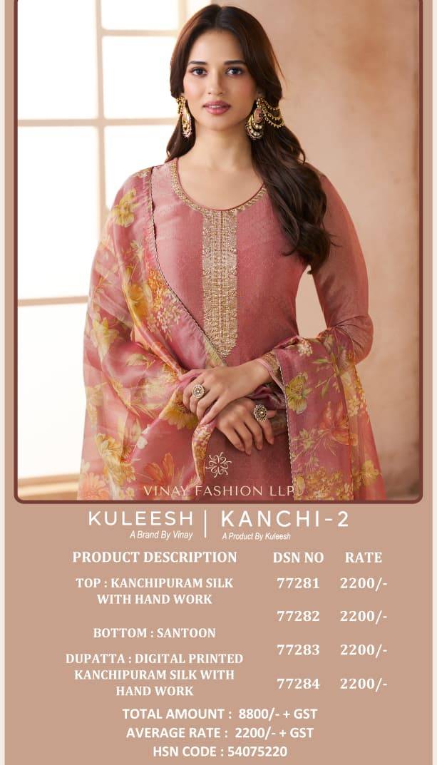 Kanchi Vol-2 By Kuleesh 77281 To 77284 Series Designer Festive Suits Collection Beautiful Stylish Fancy Colorful Party Wear & Occasional Wear Silk Dresses At Wholesale Price