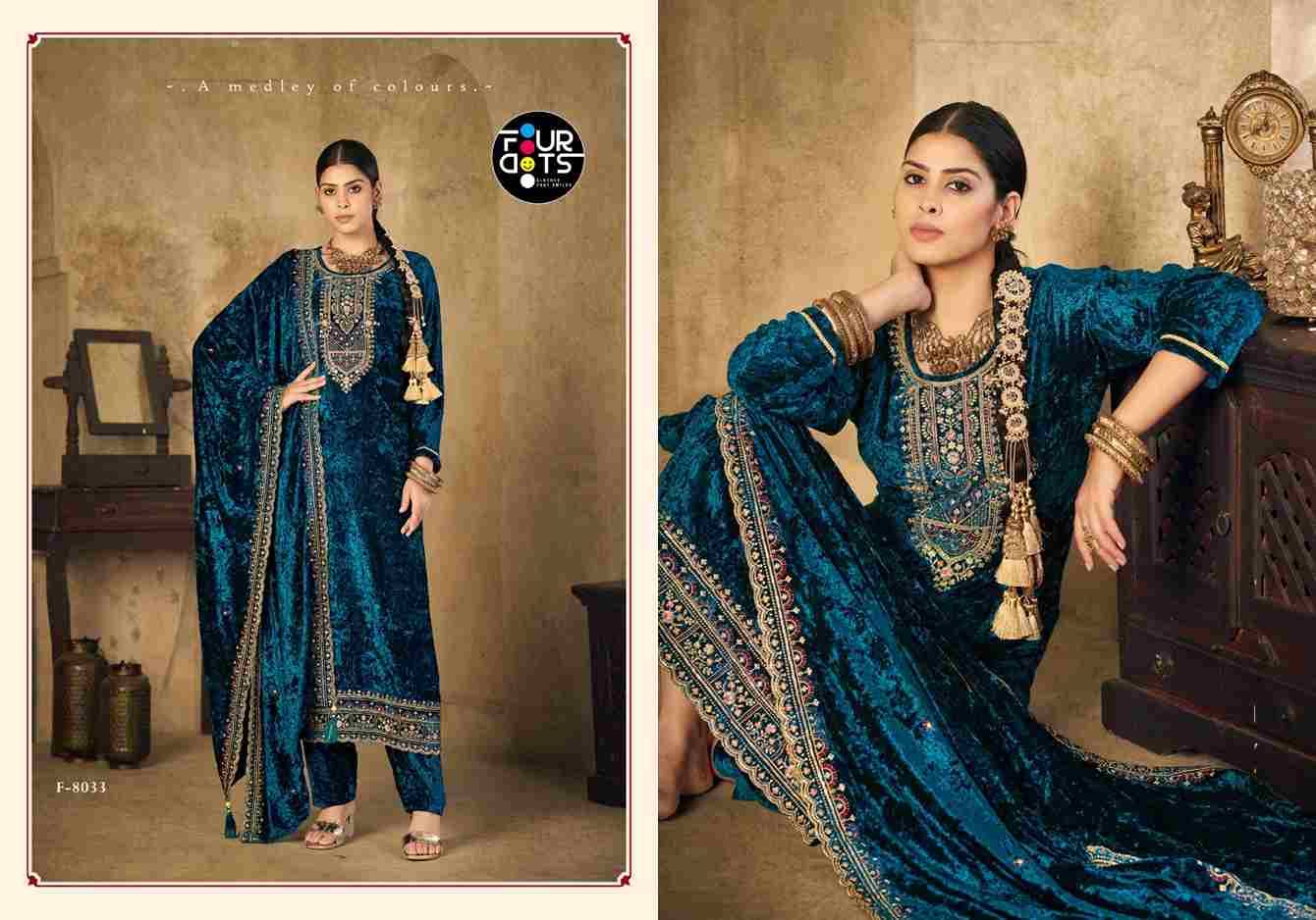 Gunaar Vol-2 By Four Dots 8031 To 8034 Series Designer Stylish Fancy Colorful Beautiful Party Wear & Ethnic Wear Collection Pure Velvet Dresses At Wholesale Price
