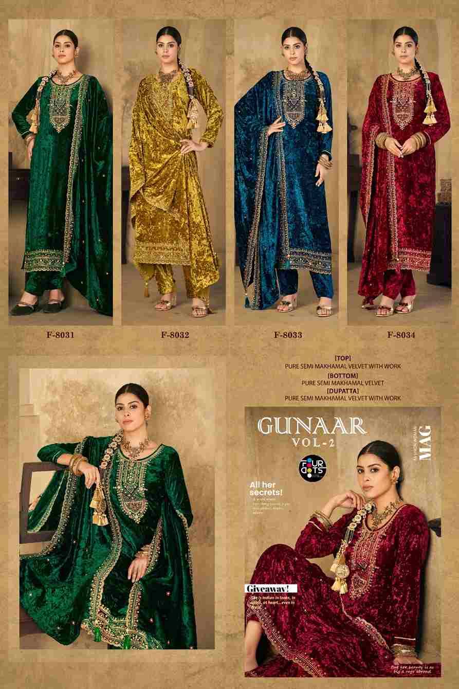 Gunaar Vol-2 By Four Dots 8031 To 8034 Series Designer Stylish Fancy Colorful Beautiful Party Wear & Ethnic Wear Collection Pure Velvet Dresses At Wholesale Price
