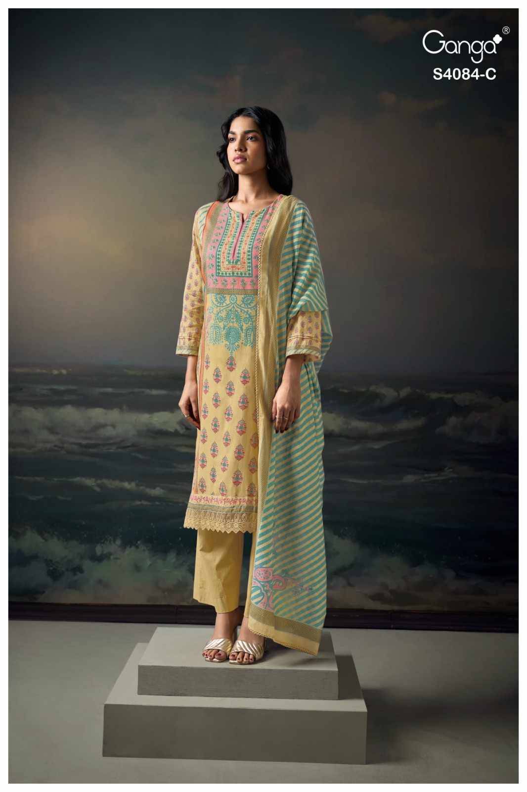 Wyetta-4084 By Ganga Fashion 4084-A To 4084-D Series Beautiful Festive Suits Stylish Colorful Fancy Casual Wear & Ethnic Wear Pure Pashmina Print Dresses At Wholesale Price