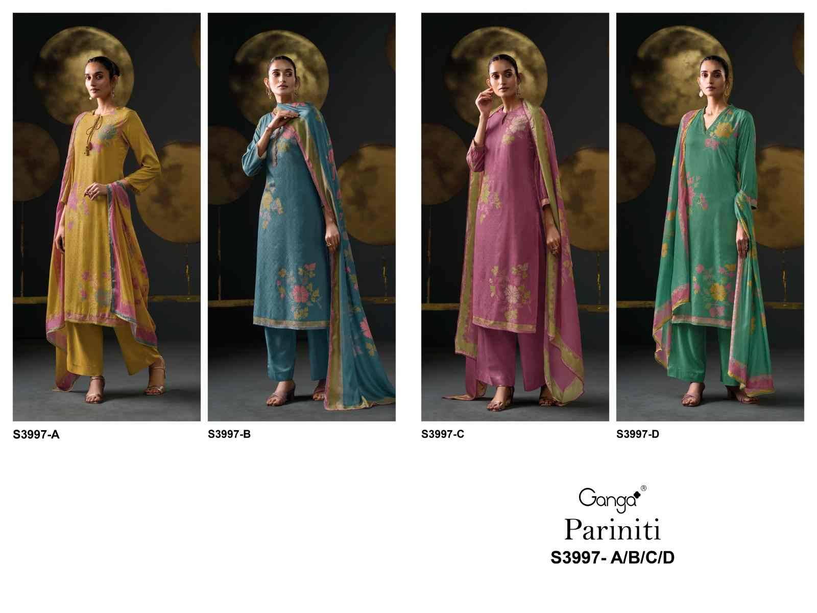 Pariniti-3997 By Ganga Fashion 3997-A To 3997-D Series Beautiful Festive Suits Stylish Colorful Fancy Casual Wear & Ethnic Wear Pure Pashmina Print Dresses At Wholesale Price