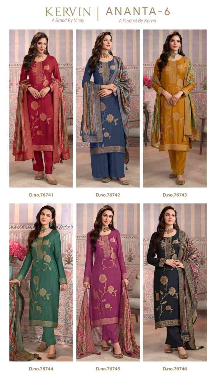 Kervin Ananta Vol-6 By Vinay Fashion 76741 To 76746 Series Beautiful Suits Colorful Stylish Fancy Casual Wear & Ethnic Wear Viscose Pashmina Dresses At Wholesale Price