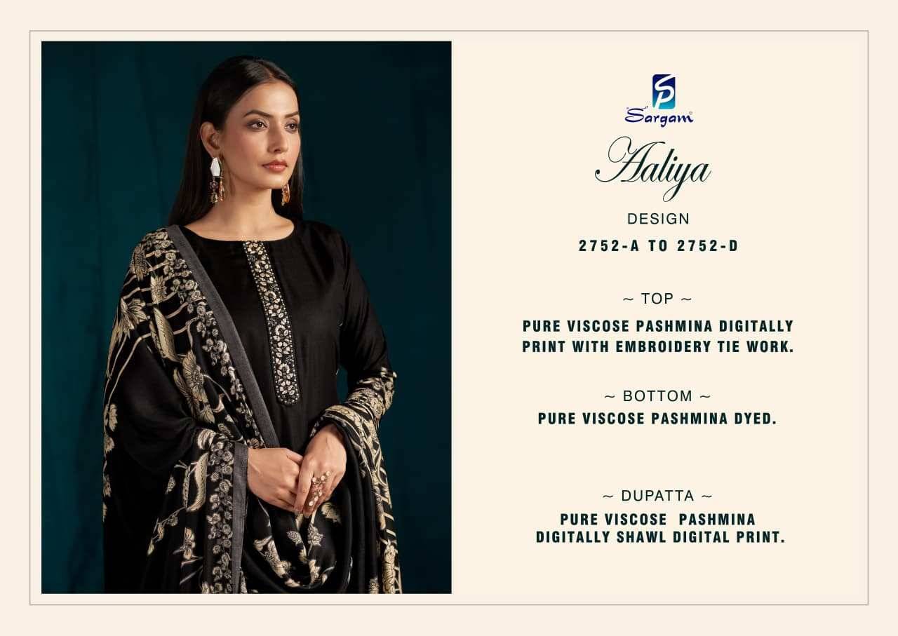 Aaliya By Sargam Prints 2752-A To 2752-D Series Beautiful Festive Suits Stylish Fancy Colorful Casual Wear & Ethnic Wear Pure Viscose Pashmina Dresses At Wholesale Price
