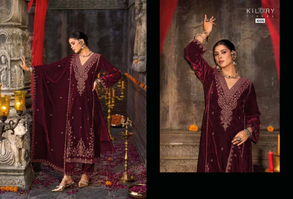 Rooh-E-Gulzar By Kaavish 1001 To 1006 Series Beautiful Festive Suits Colorful Stylish Fancy Casual Wear & Ethnic Wear Pure Velvet Dresses At Wholesale Price