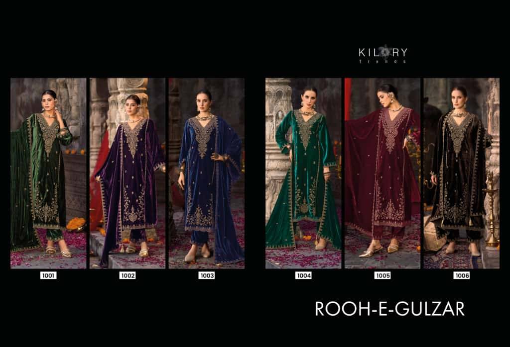 Rooh-E-Gulzar By Kaavish 1001 To 1006 Series Beautiful Festive Suits Colorful Stylish Fancy Casual Wear & Ethnic Wear Pure Velvet Dresses At Wholesale Price