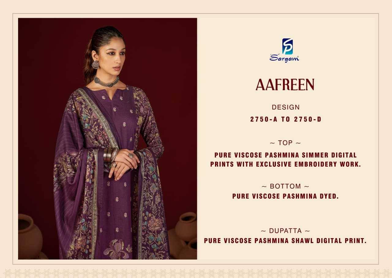 Aafreen By Sargam Prints 2750-A To 2750-D Series Beautiful Festive Suits Stylish Fancy Colorful Casual Wear & Ethnic Wear Pure Viscose Pashmina Dresses At Wholesale Price