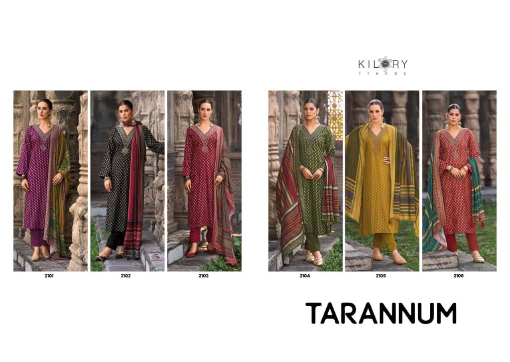 Tarannum By Kilory 2101 To 2106 Series Beautiful Festive Suits Colorful Stylish Fancy Casual Wear & Ethnic Wear Pure Pashmina Dresses At Wholesale Price