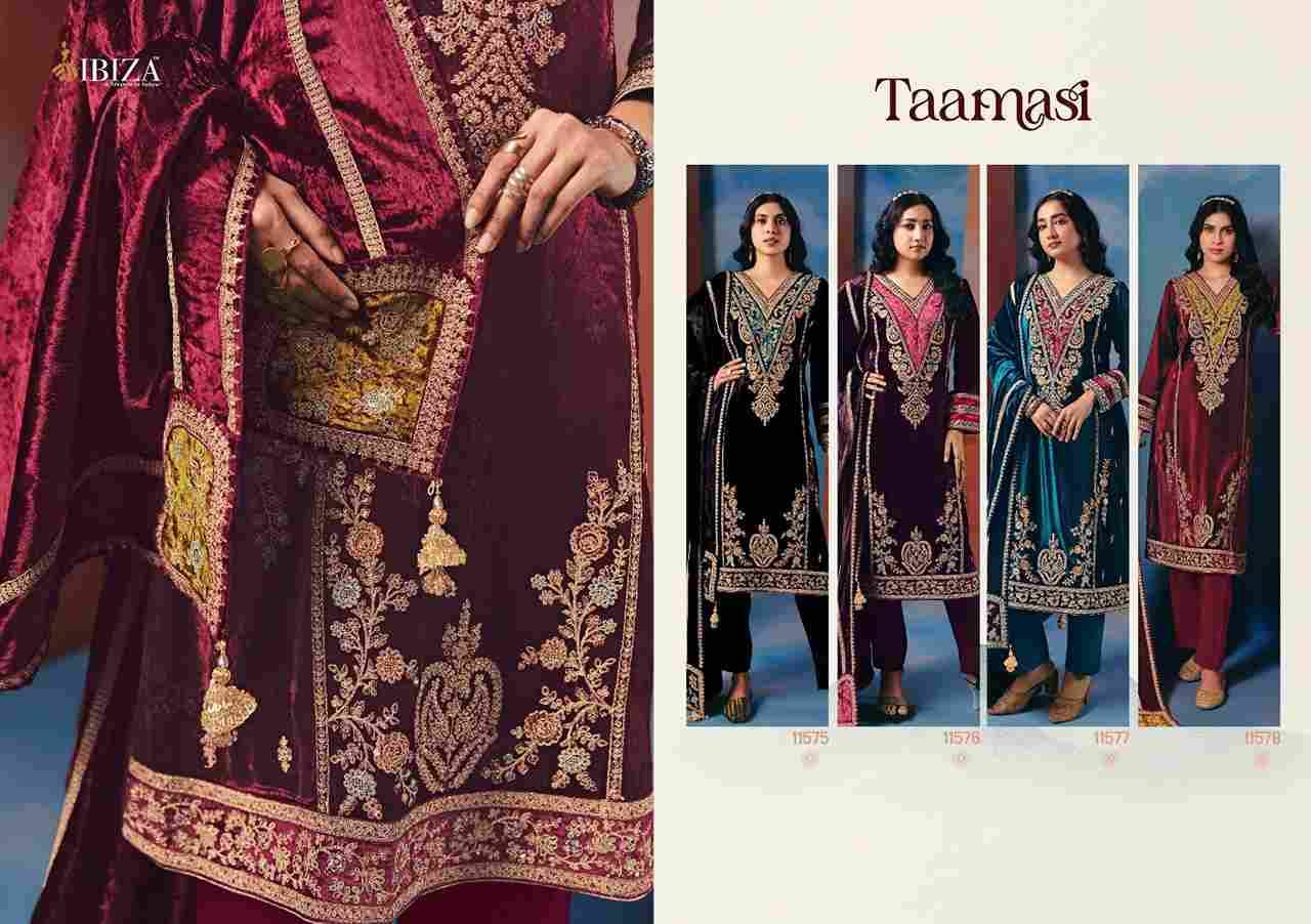 Taamasi By Ibiza 11575 To 11578 Series Beautiful Festive Suits Colorful Stylish Fancy Casual Wear & Ethnic Wear Pure Viscose Velvet Dresses At Wholesale Price