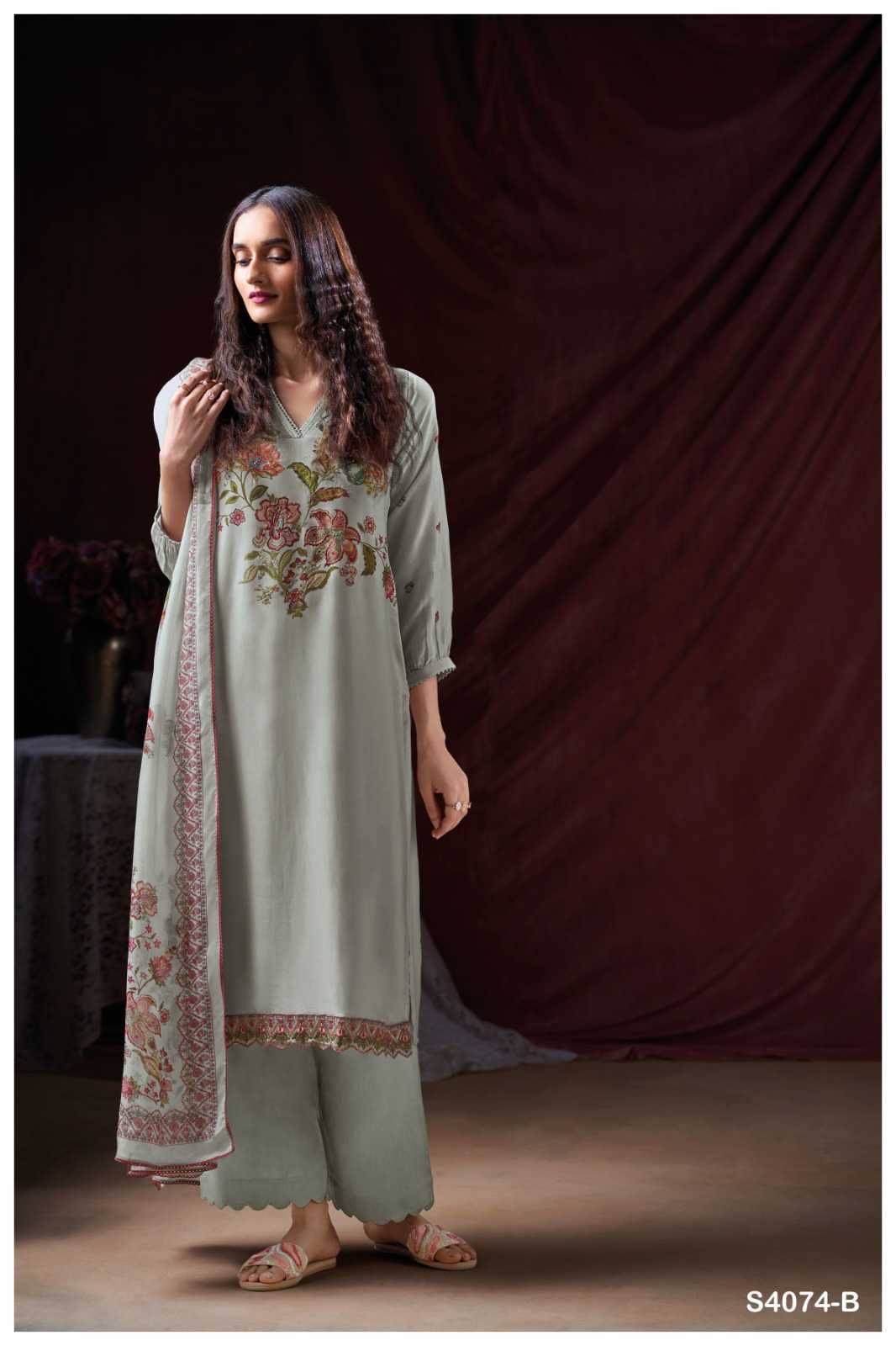 Vama-4074 By Ganga Fashion 4074-A To 4074-B Series Beautiful Festive Suits Stylish Colorful Fancy Casual Wear & Ethnic Wear Pure Pashmina Print Dresses At Wholesale Price